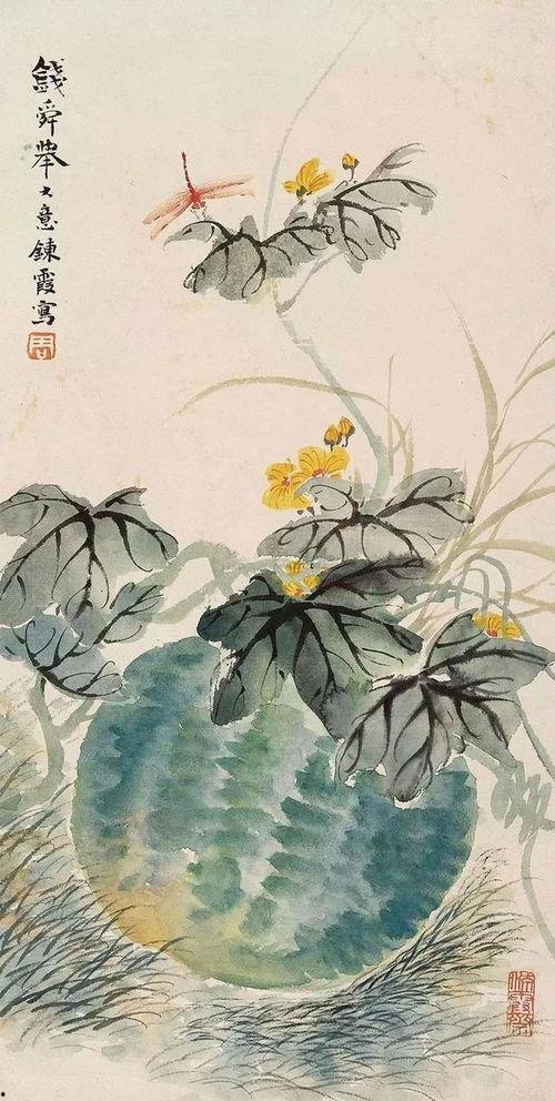 吃瓜国画画法,描绘人间烟火与趣味横生的画卷